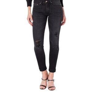Rachel Roy Black Denim Distressed Jeans Womens Mid Rise 10 30 Athena